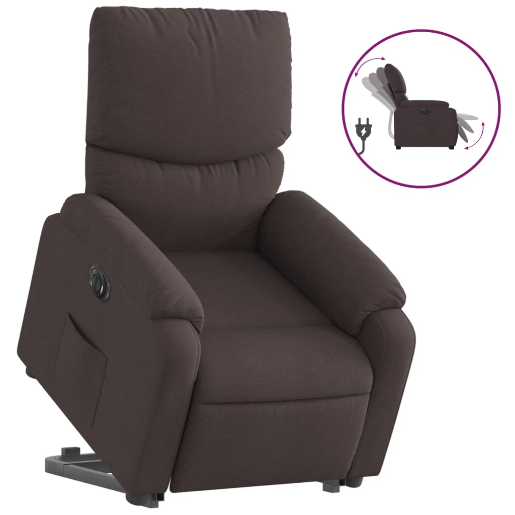 Fauteuil inclinable électrique marron foncé tissu - XIOS