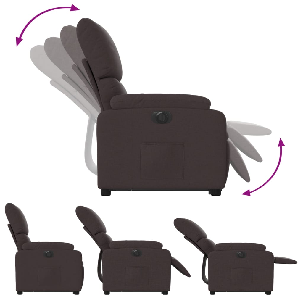 Fauteuil inclinable électrique marron foncé tissu - XIOS
