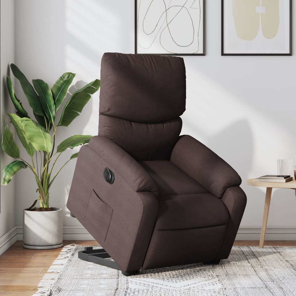Fauteuil inclinable électrique marron foncé tissu - XIOS