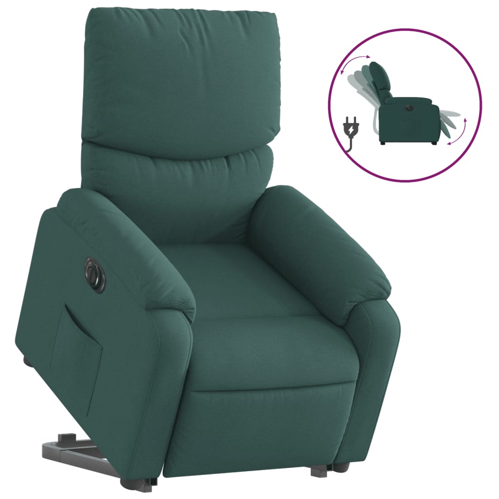 Fauteuil inclinable électrique vert foncé tissu - XIOS