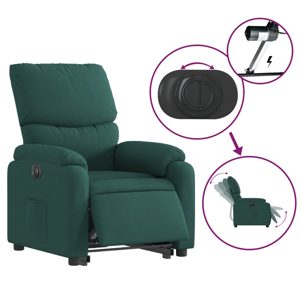 Fauteuil inclinable électrique vert foncé tissu - XIOS