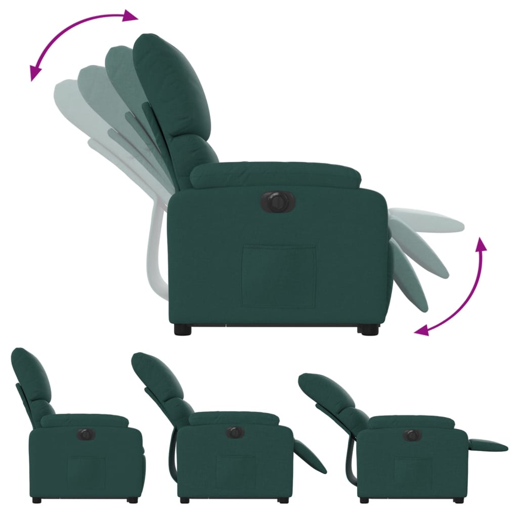 Fauteuil inclinable électrique vert foncé tissu - XIOS