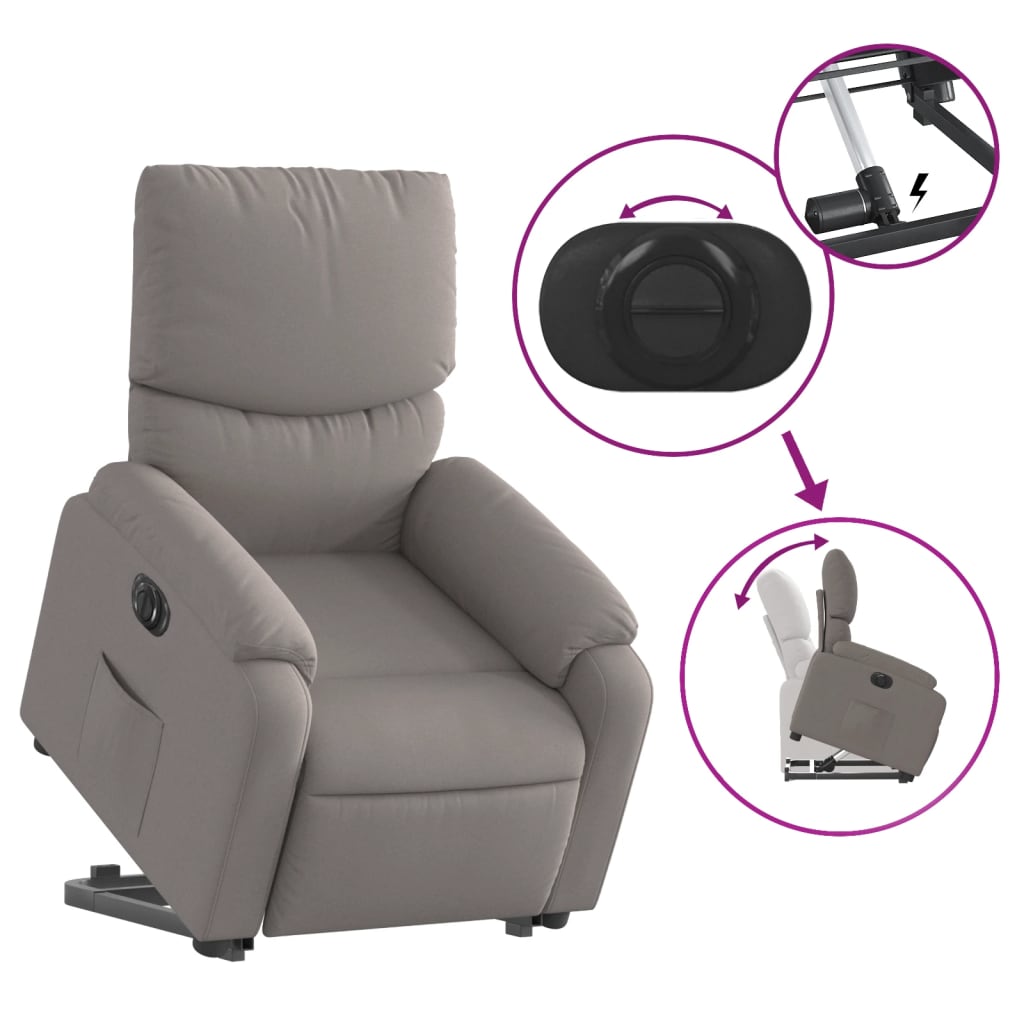 Fauteuil inclinable électrique taupe tissu - XIOS