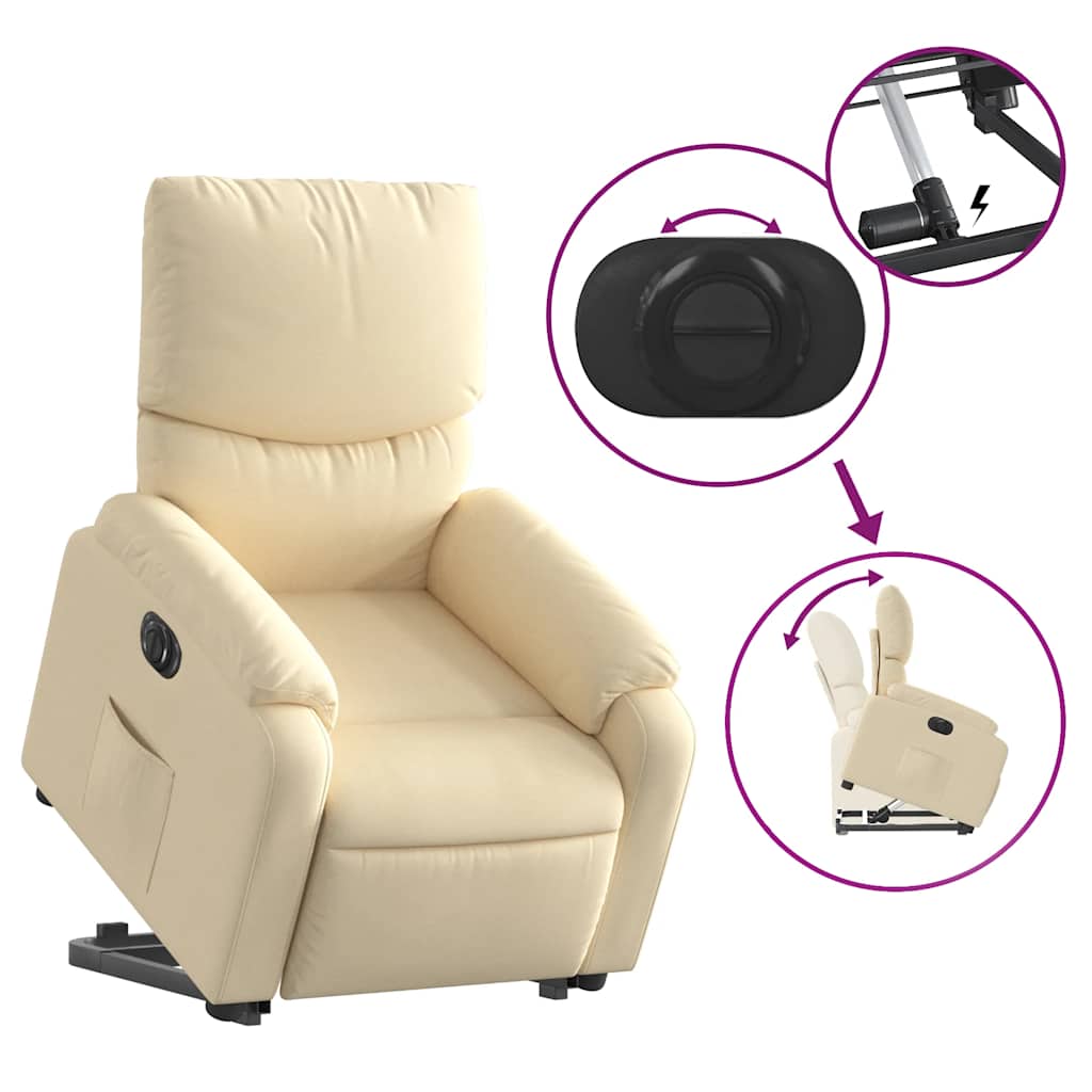 Fauteuil inclinable électrique crème tissu - XIOS