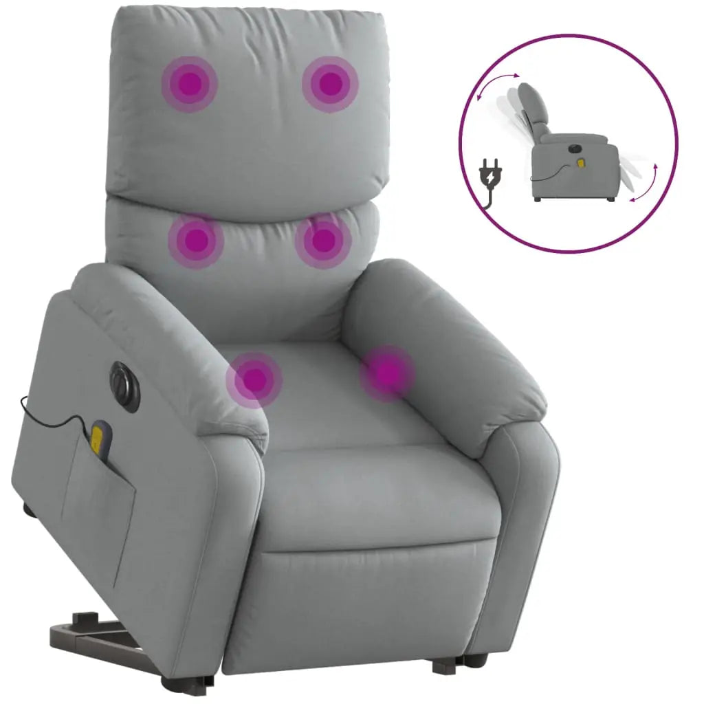 Fauteuil inclinable de massage électrique Gris clair Tissu - XIOS