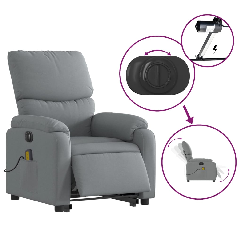 Fauteuil inclinable de massage électrique Gris clair Tissu - XIOS