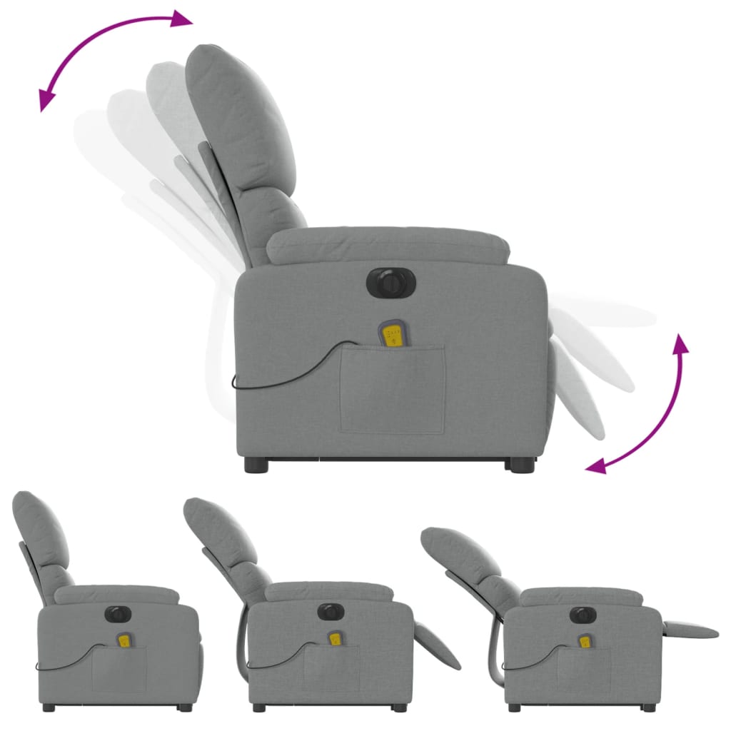Fauteuil inclinable de massage électrique Gris clair Tissu - XIOS