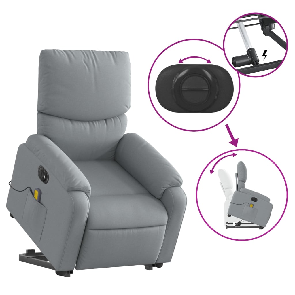 Fauteuil inclinable de massage électrique Gris clair Tissu - XIOS