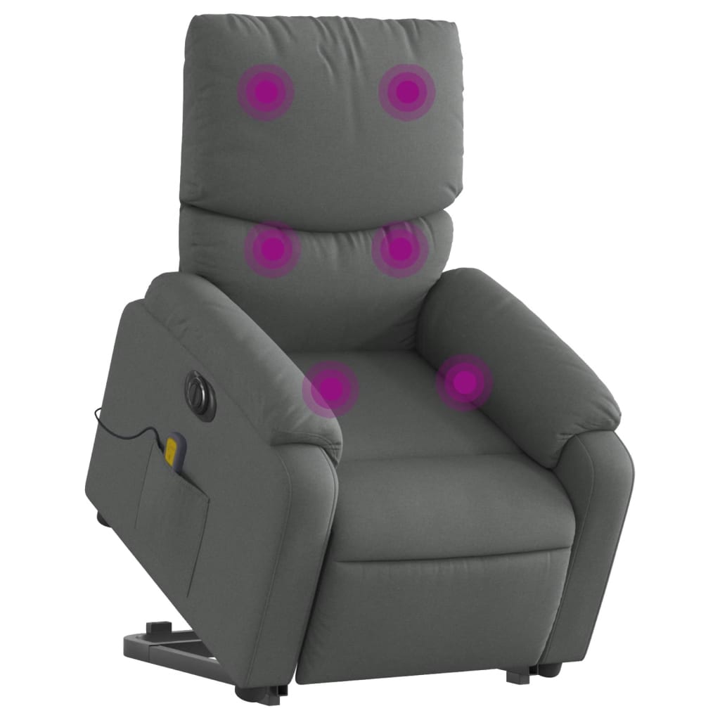 Fauteuil inclinable de massage électrique Gris foncé Tissu - XIOS