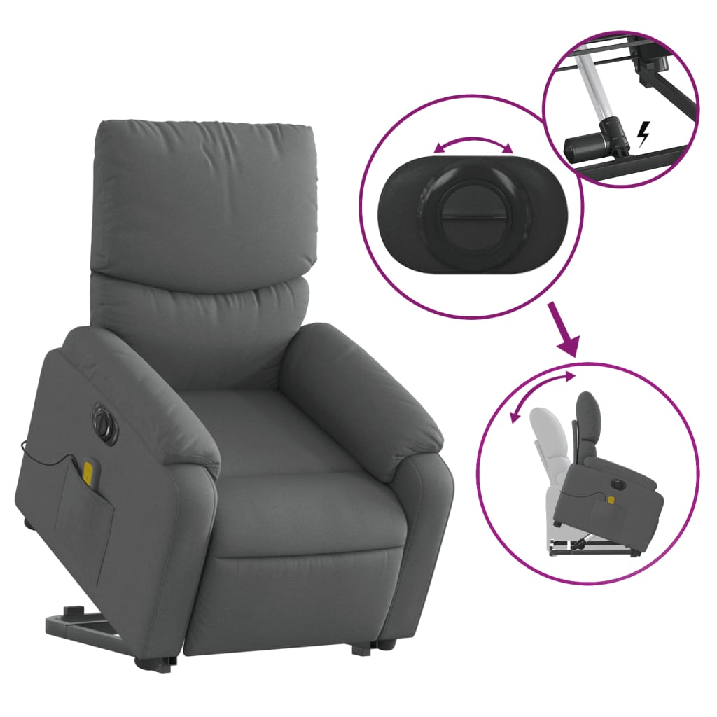 Fauteuil inclinable de massage électrique Gris foncé Tissu - XIOS