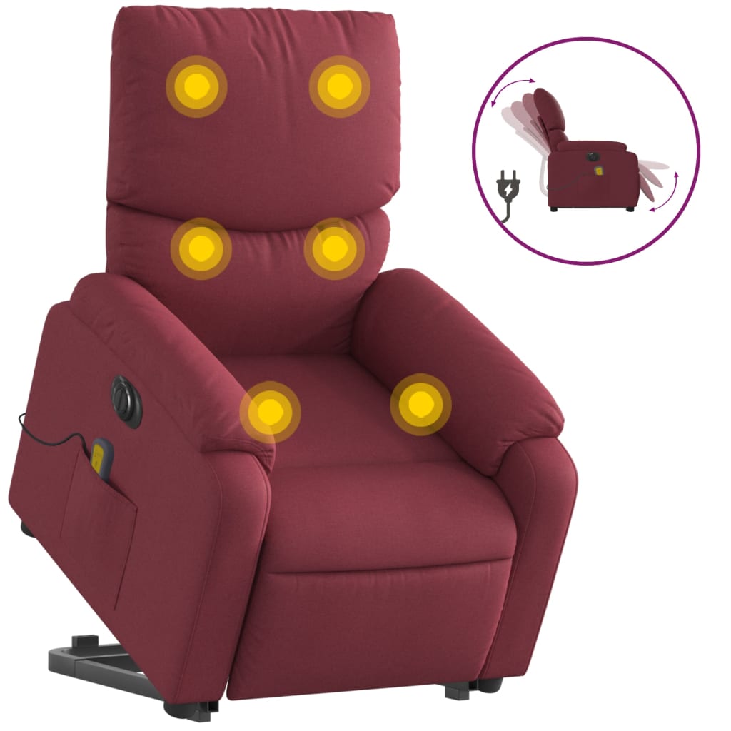 Fauteuil inclinable de massage électrique Rouge bordeaux Tissu - XIOS