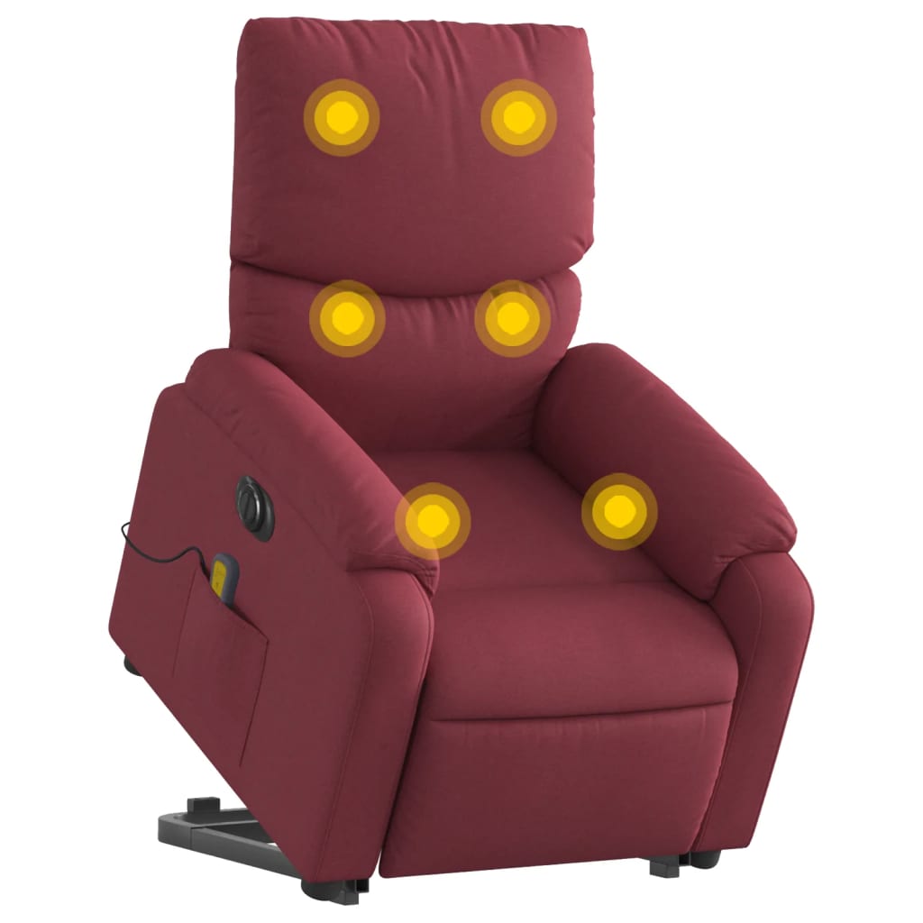 Fauteuil inclinable de massage électrique Rouge bordeaux Tissu