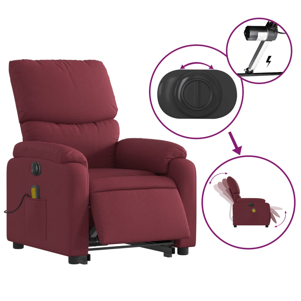 Fauteuil inclinable de massage électrique Rouge bordeaux Tissu - XIOS