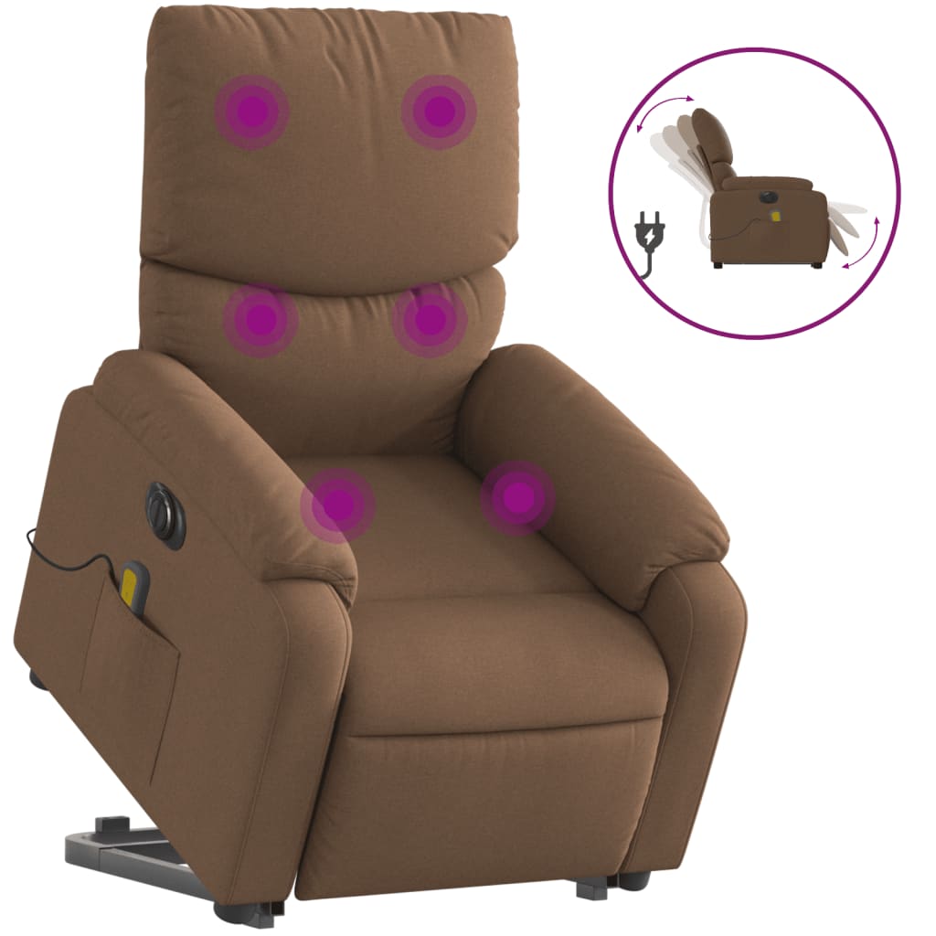 Fauteuil inclinable de massage électrique Marron Tissu