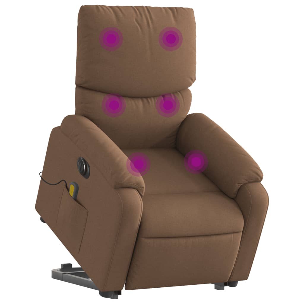 Fauteuil inclinable de massage électrique Marron Tissu