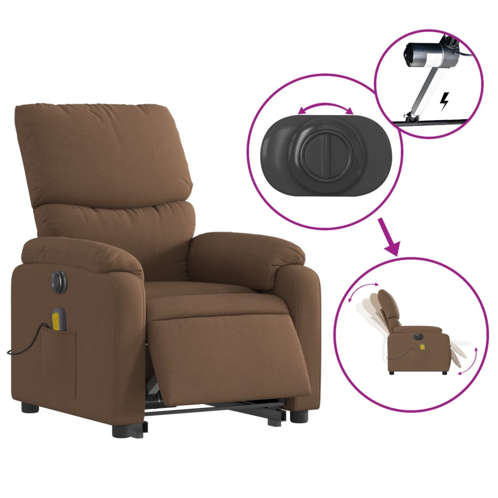 Fauteuil inclinable de massage électrique Marron Tissu - XIOS