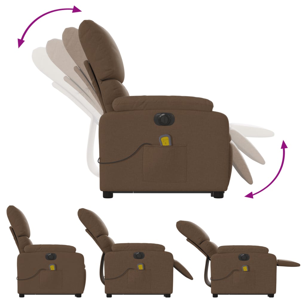 Fauteuil inclinable de massage électrique Marron Tissu - XIOS