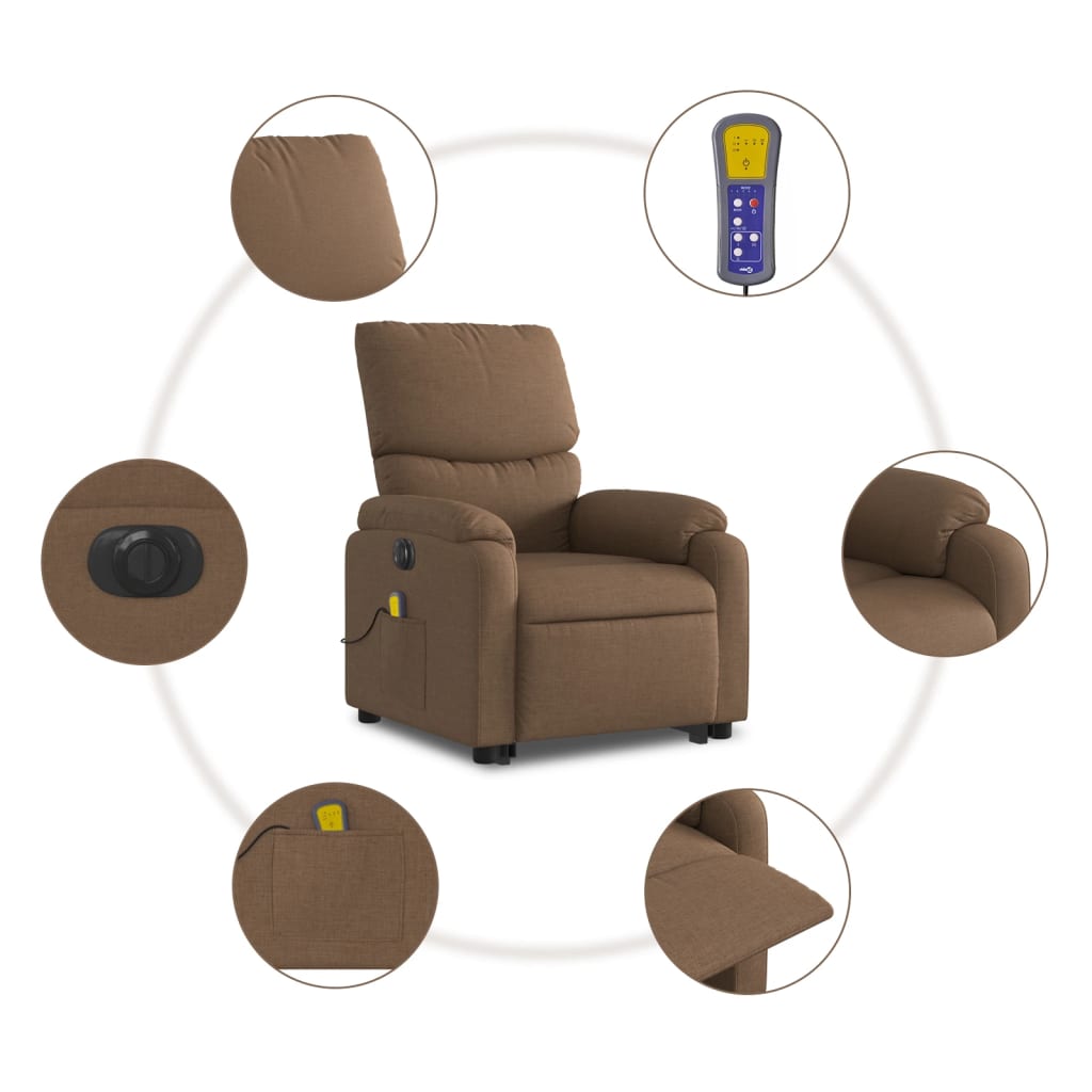 Fauteuil inclinable de massage électrique Marron Tissu - XIOS
