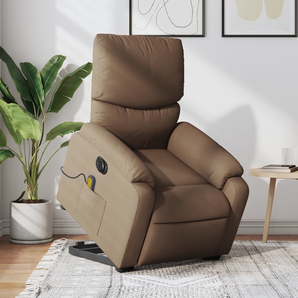 Fauteuil inclinable de massage électrique Marron Tissu - XIOS