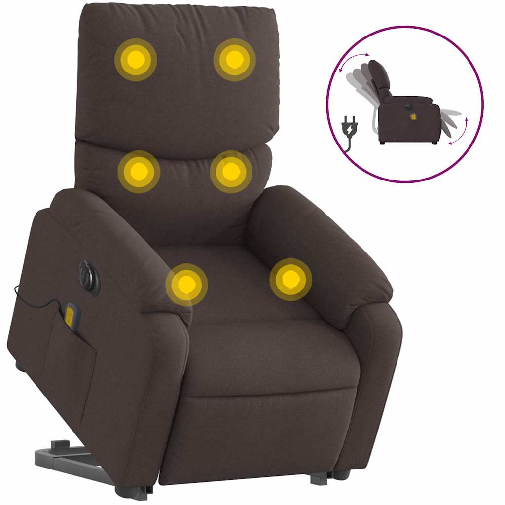 Fauteuil inclinable de massage électrique Marron foncé Tissu - XIOS