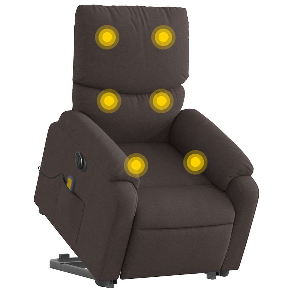 Fauteuil inclinable de massage électrique Marron foncé Tissu
