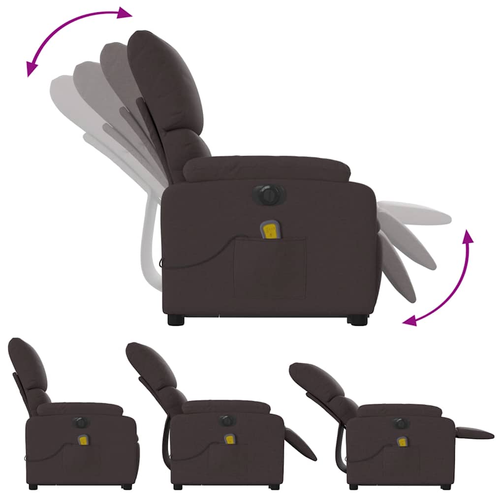 Fauteuil inclinable de massage électrique Marron foncé Tissu - XIOS