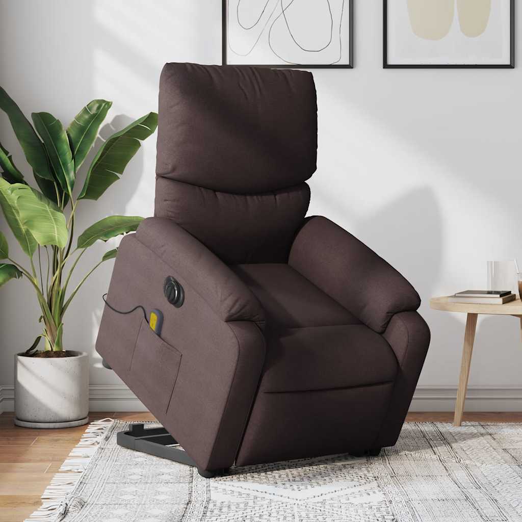 Fauteuil inclinable de massage électrique Marron foncé Tissu - XIOS