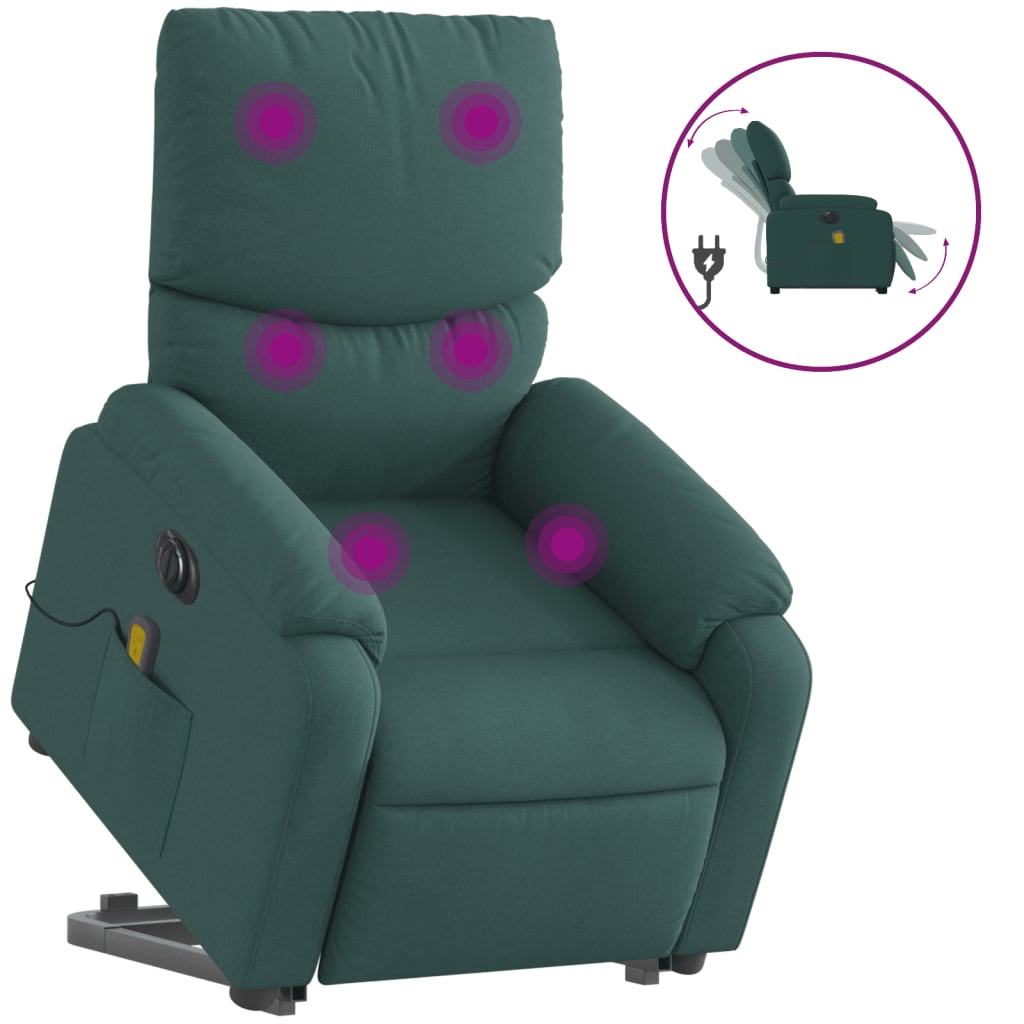 Fauteuil inclinable de massage électrique Vert foncé Tissu - XIOS