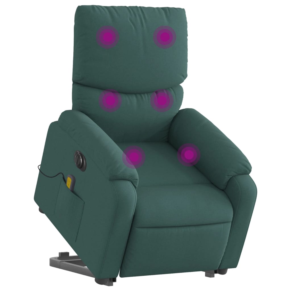 Fauteuil inclinable de massage électrique Vert foncé Tissu - XIOS