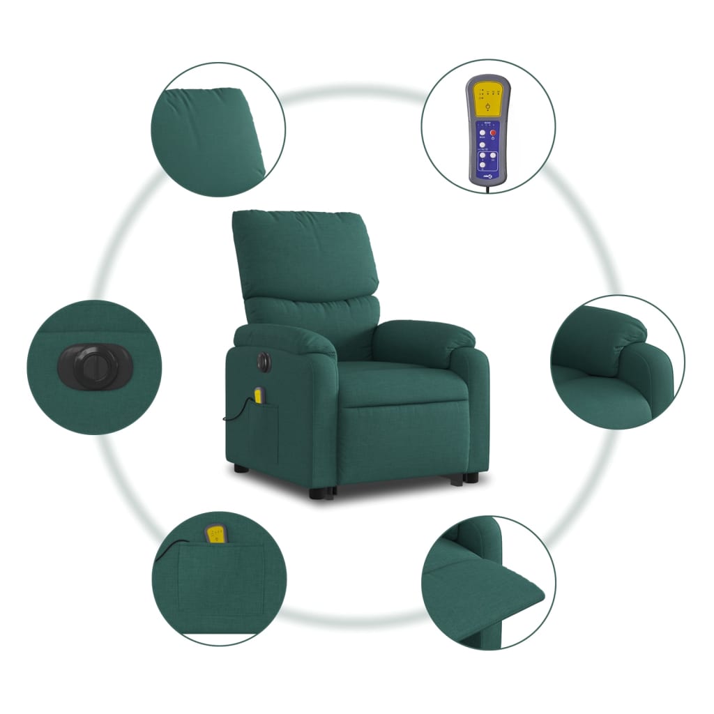 Fauteuil inclinable de massage électrique Vert foncé Tissu - XIOS