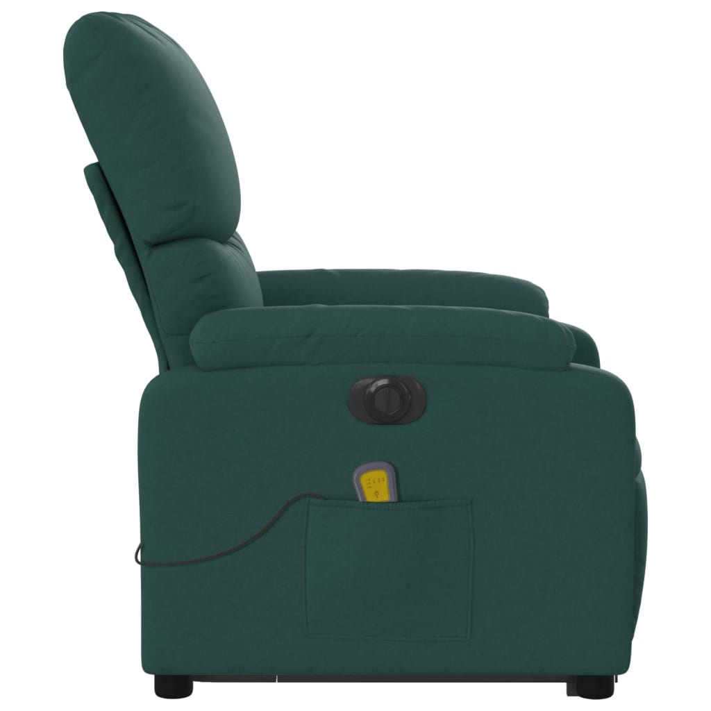 Fauteuil inclinable de massage électrique Vert foncé Tissu
