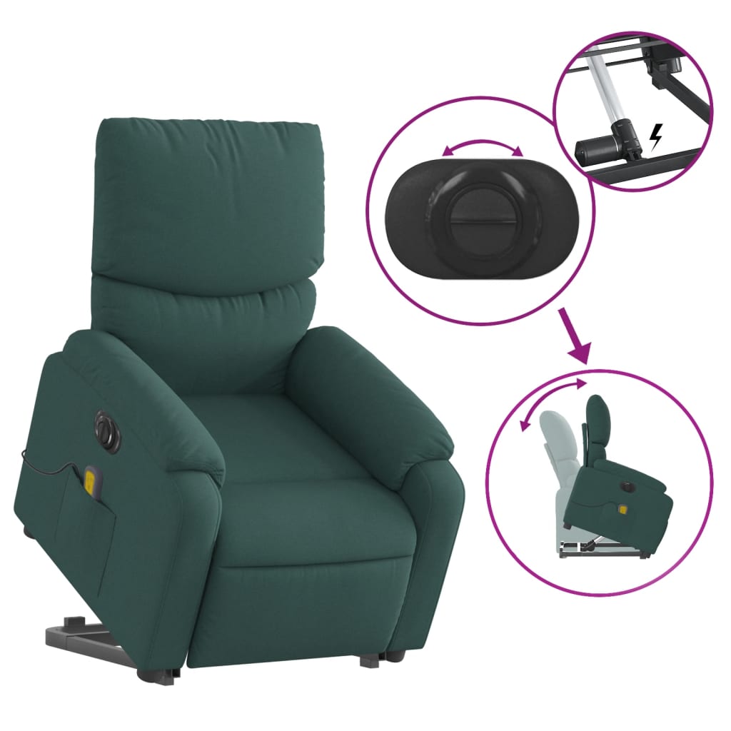 Fauteuil inclinable de massage électrique Vert foncé Tissu - XIOS