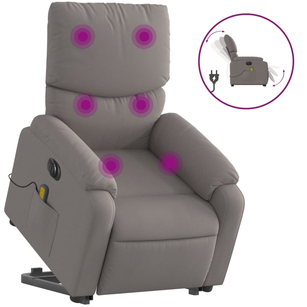 Fauteuil inclinable de massage électrique Taupe Tissu - XIOS