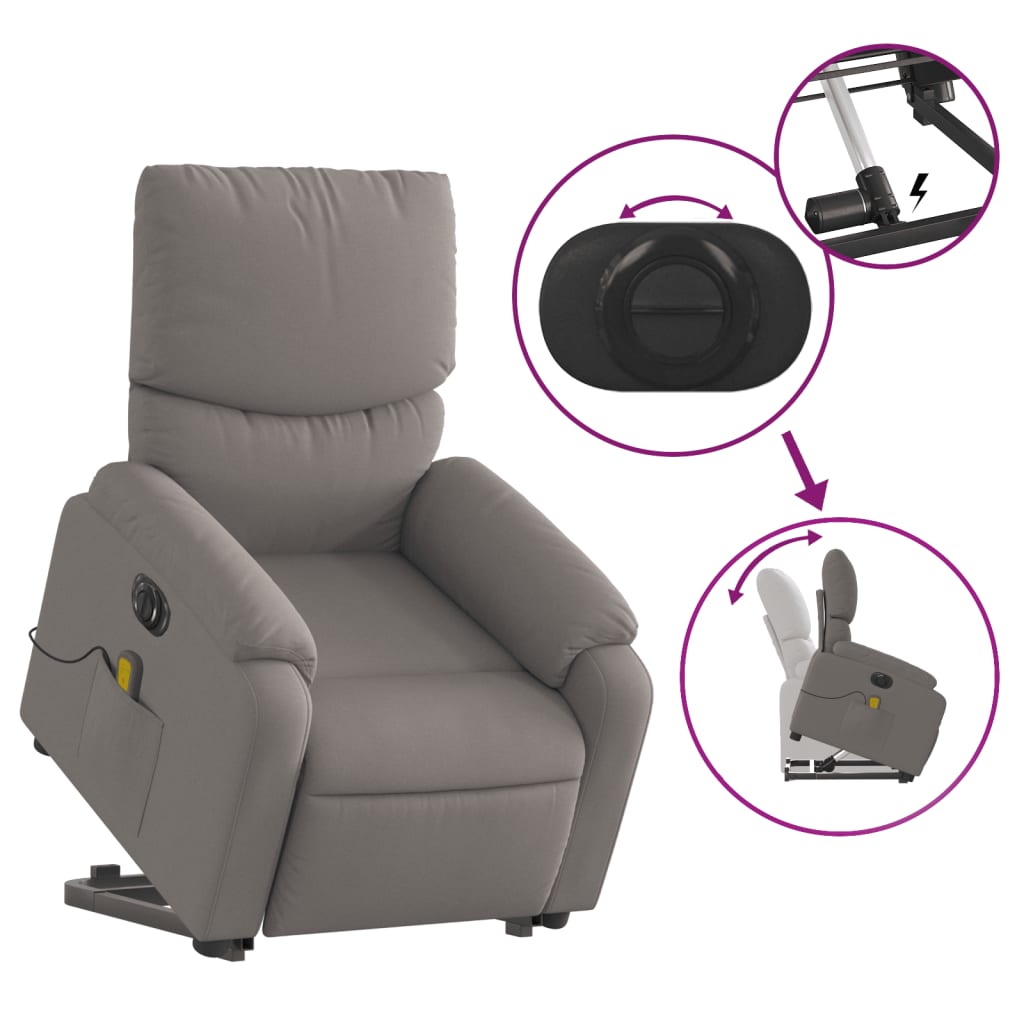 Fauteuil inclinable de massage électrique Taupe Tissu - XIOS