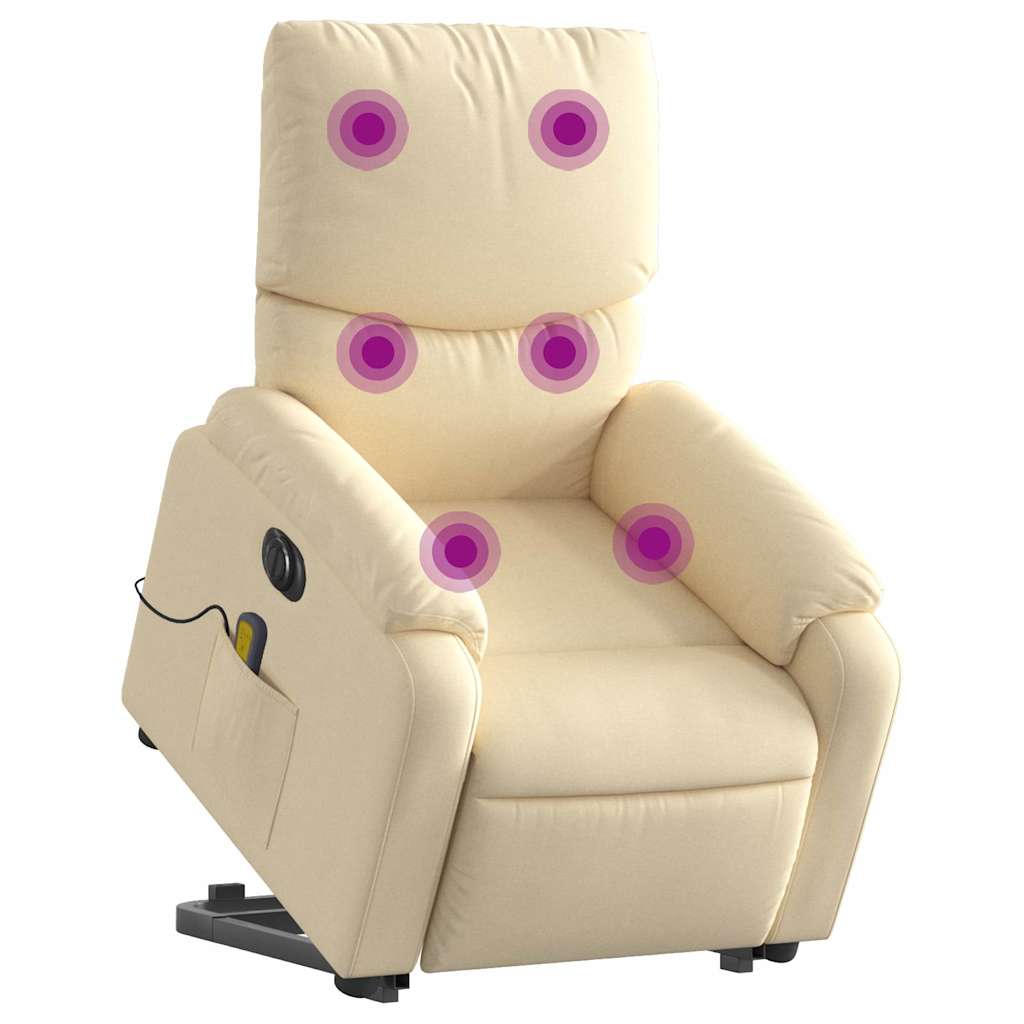 Fauteuil inclinable de massage électrique Crème Tissu - XIOS