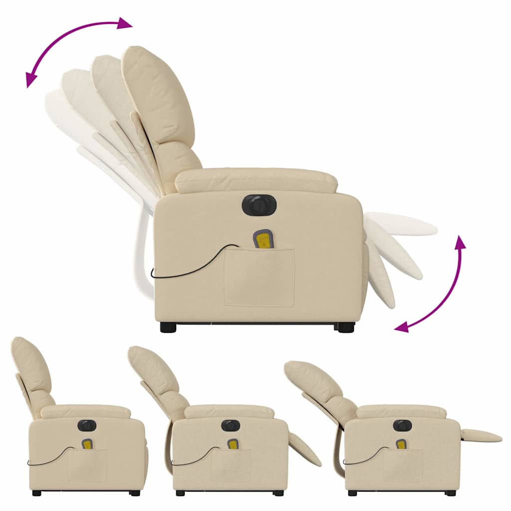 Fauteuil inclinable de massage électrique Crème Tissu - XIOS