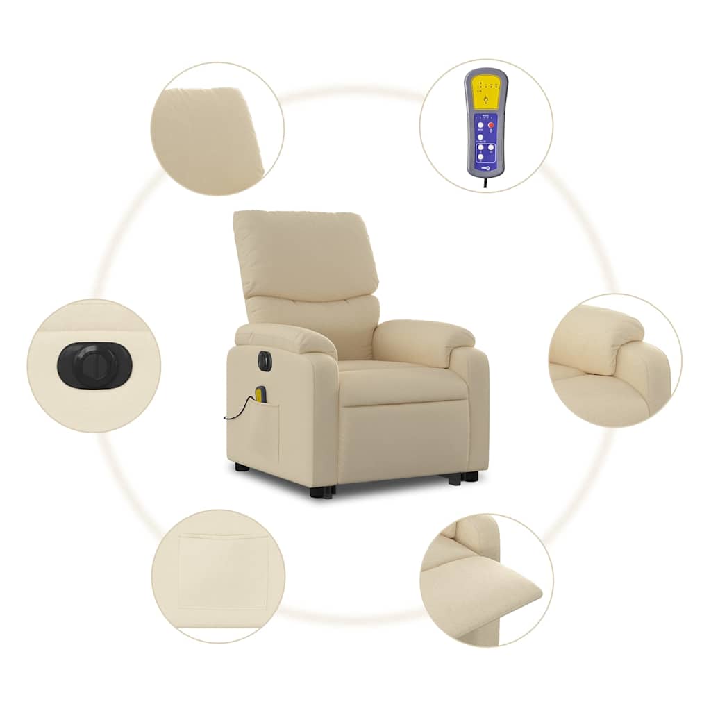 Fauteuil inclinable de massage électrique Crème Tissu - XIOS