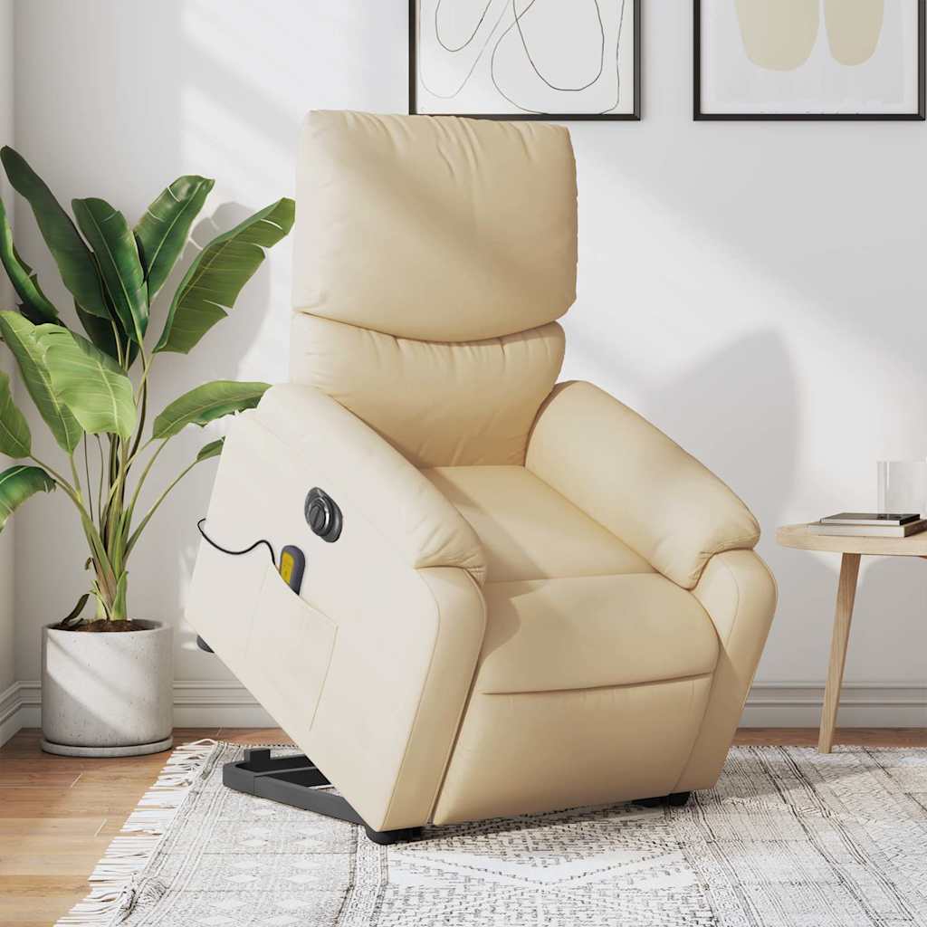 Fauteuil inclinable de massage électrique Crème Tissu - XIOS