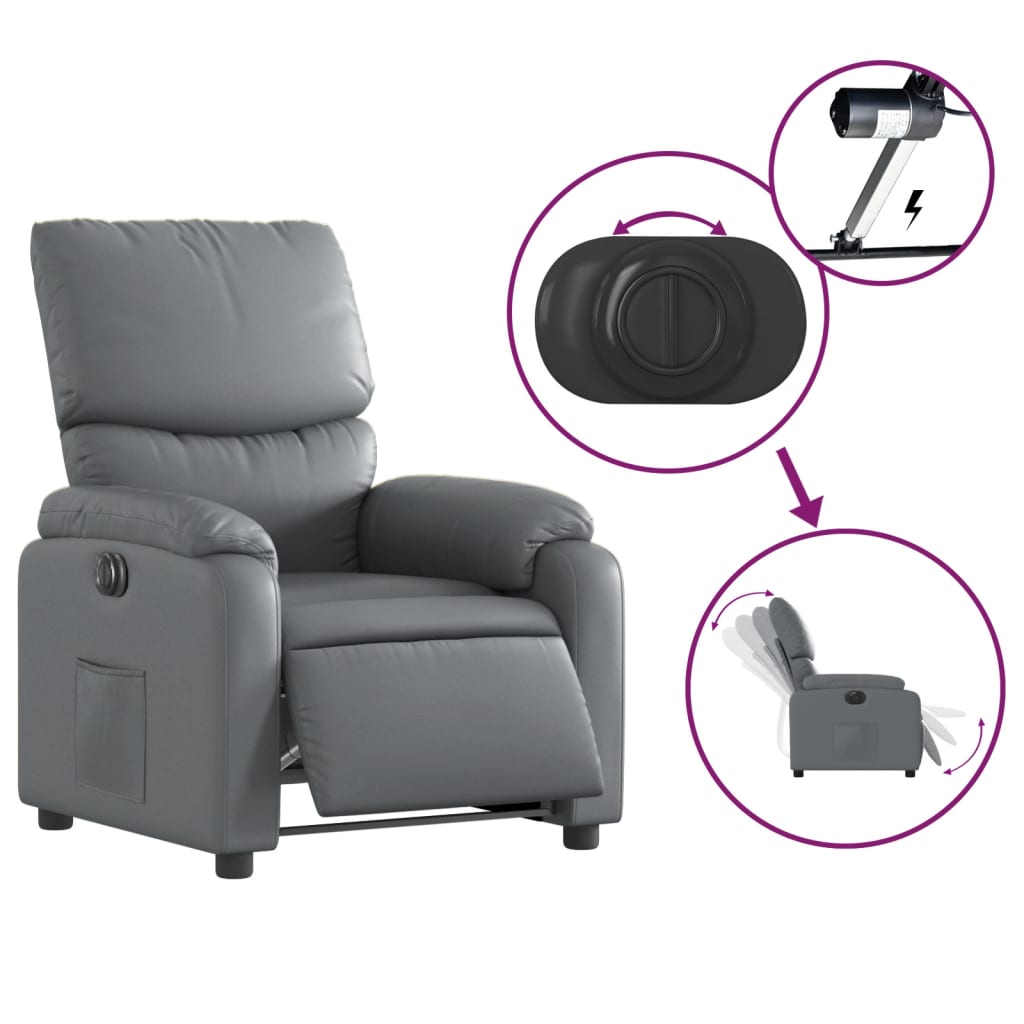 Fauteuil inclinable électrique Gris Similicuir - XIOS