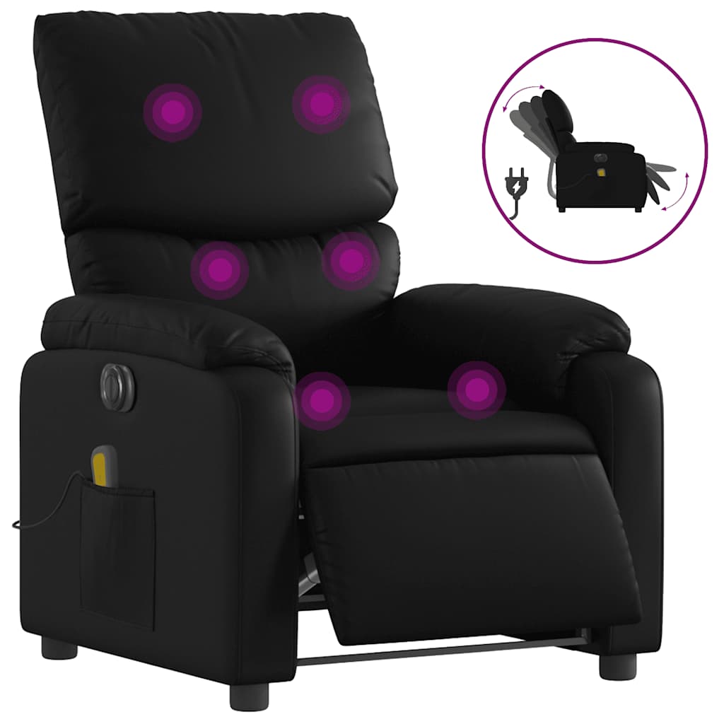 Fauteuil de massage inclinable électrique noir similicuir - XIOS