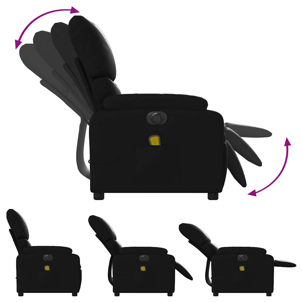 Fauteuil de massage inclinable électrique noir similicuir