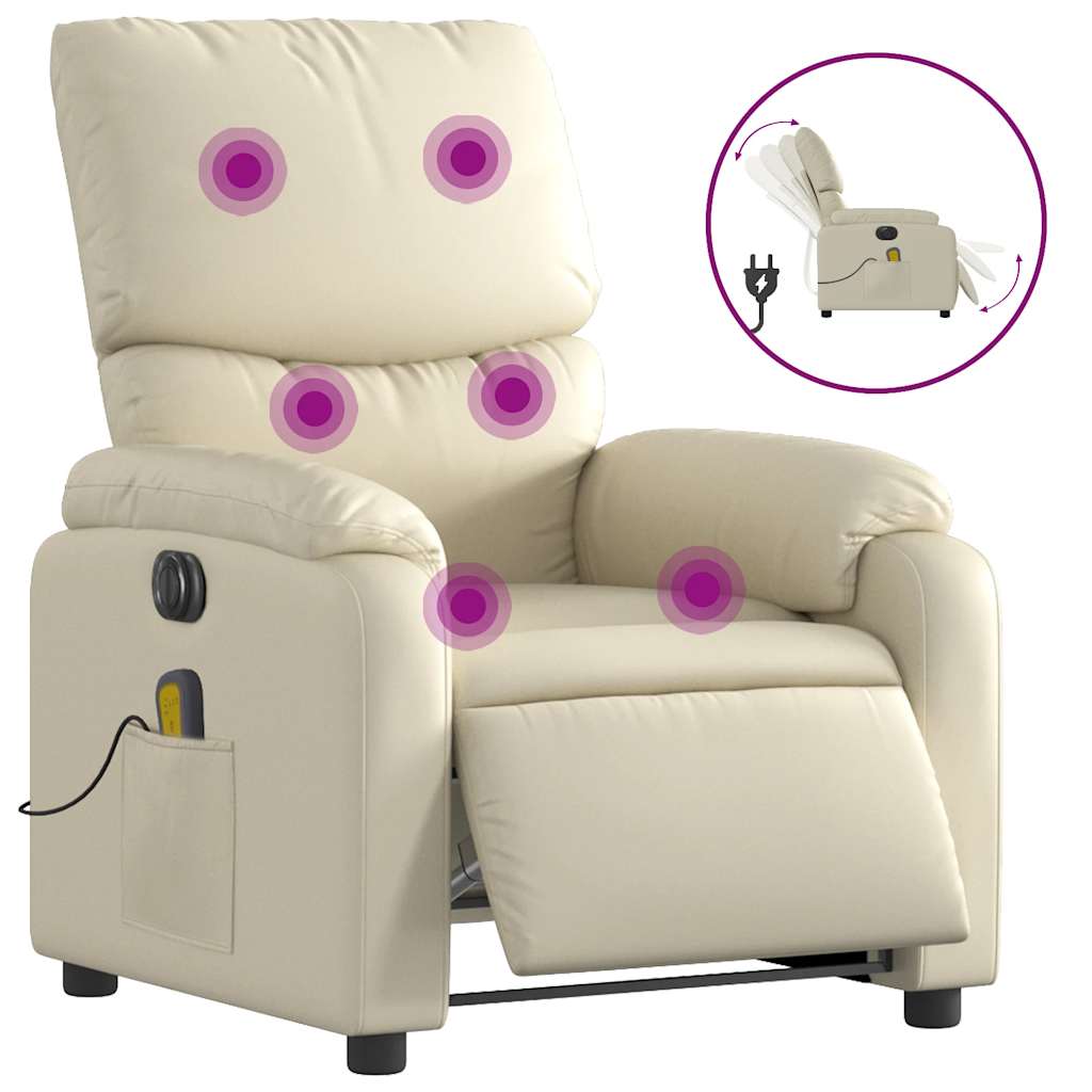 Fauteuil de massage inclinable électrique crème similicuir - XIOS