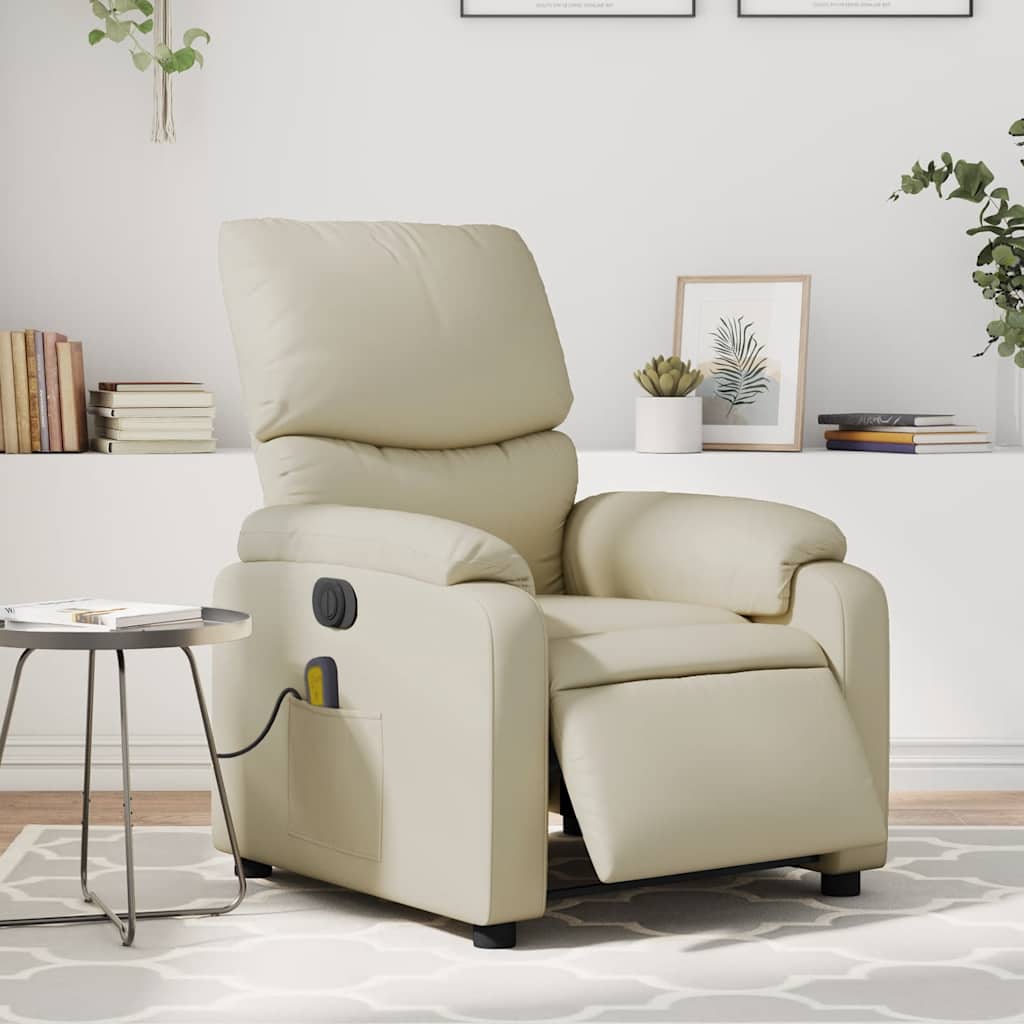 Fauteuil de massage inclinable électrique crème similicuir - XIOS