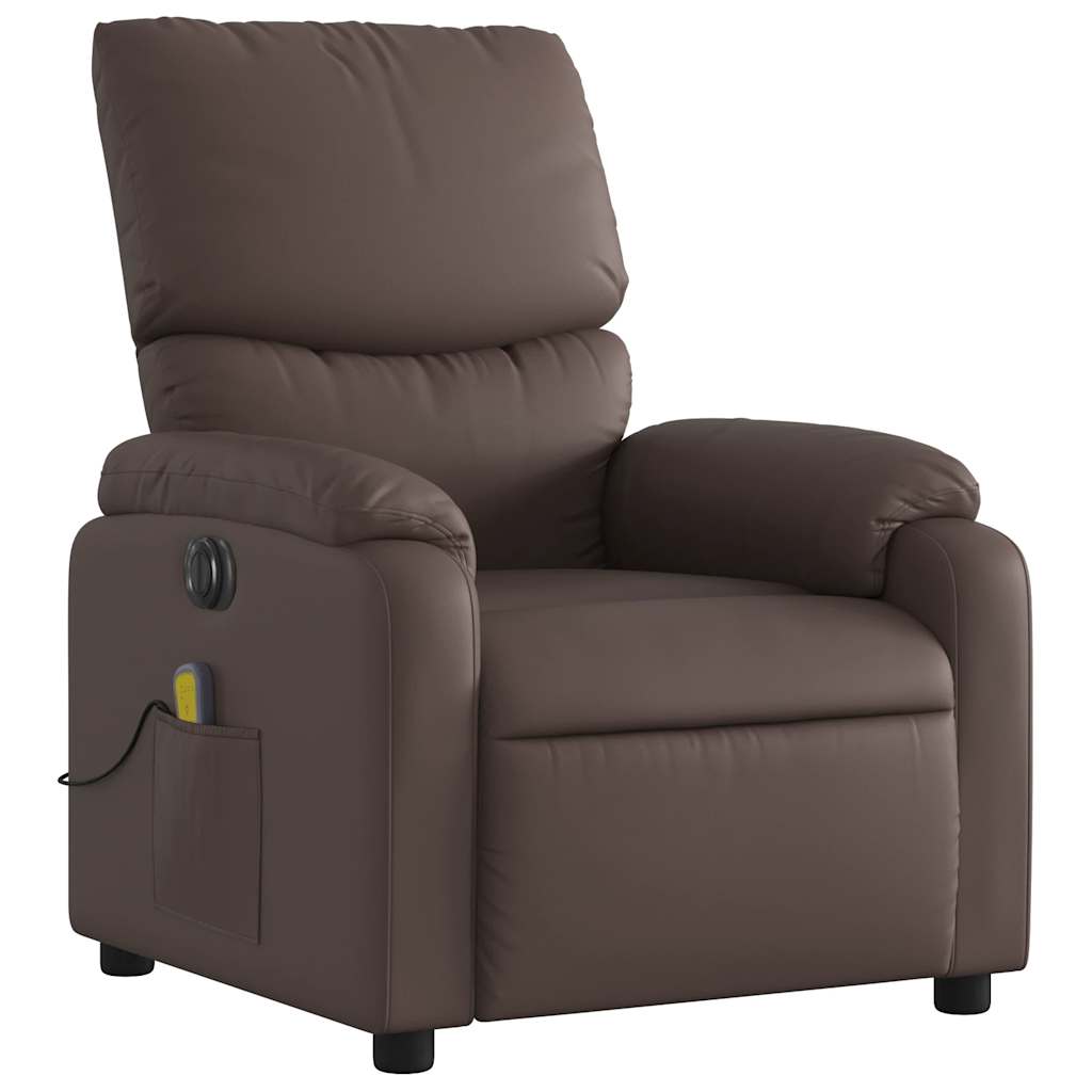 Fauteuil de massage inclinable électrique marron similicuir - XIOS