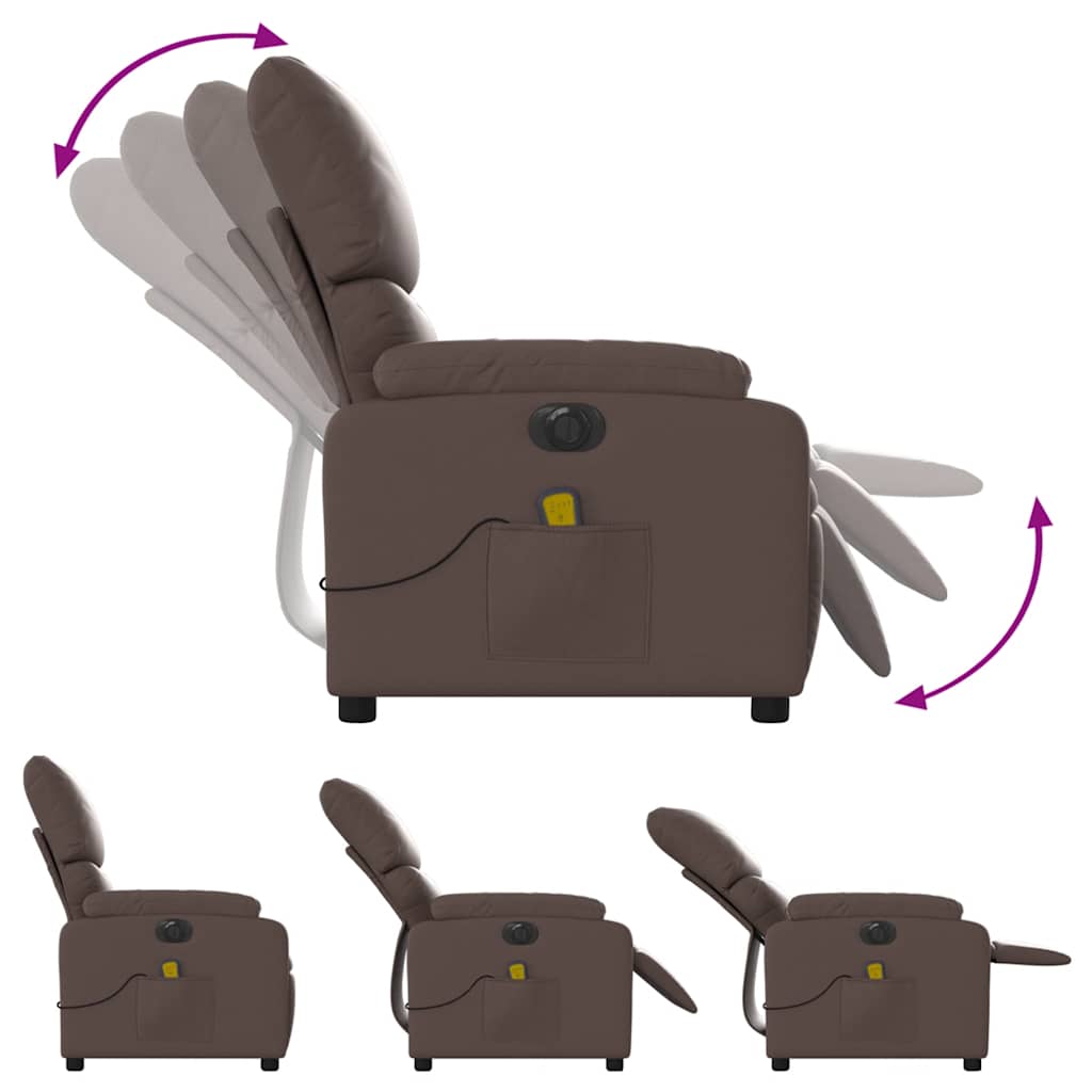 Fauteuil de massage inclinable électrique marron similicuir - XIOS