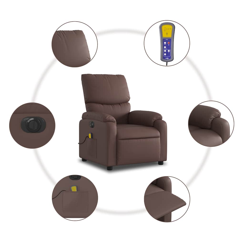 Fauteuil de massage inclinable électrique marron similicuir - XIOS