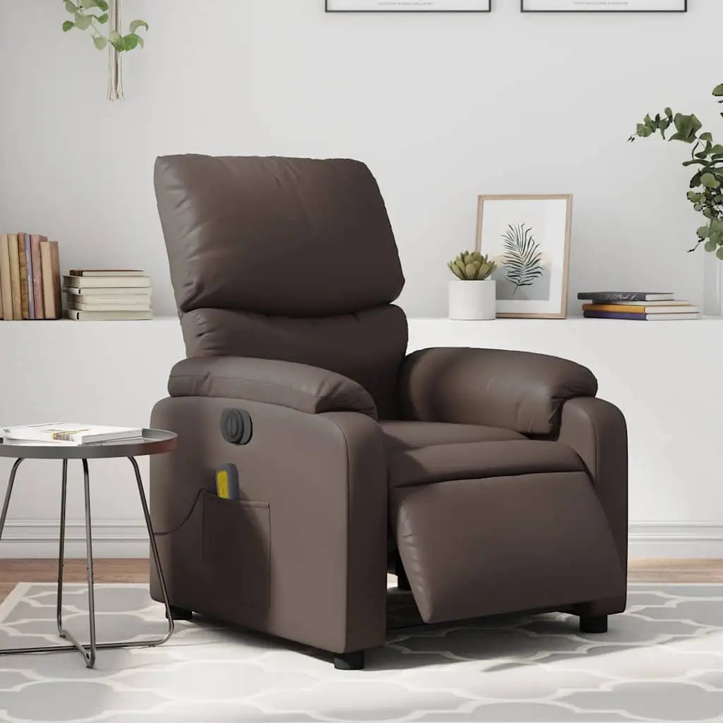 Fauteuil de massage inclinable électrique marron similicuir - XIOS