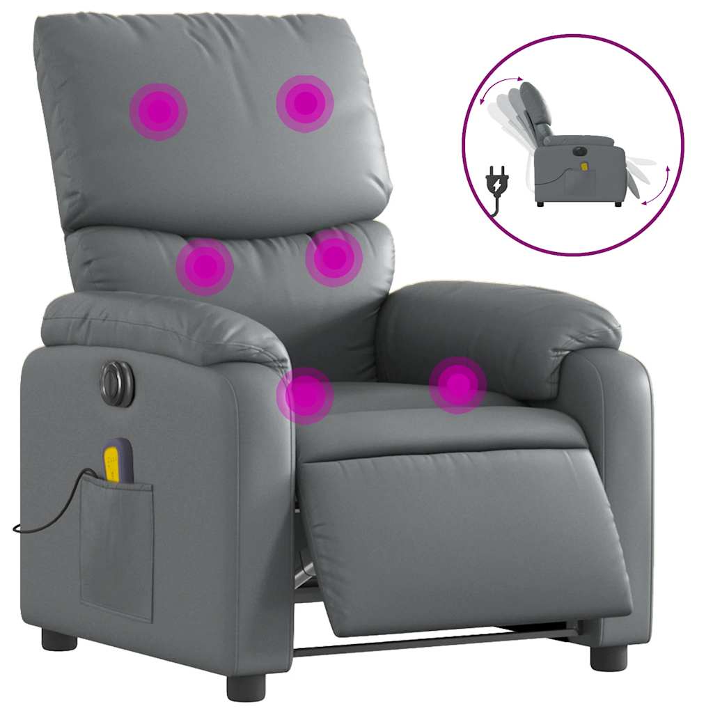 Fauteuil de massage inclinable électrique gris similicuir - XIOS