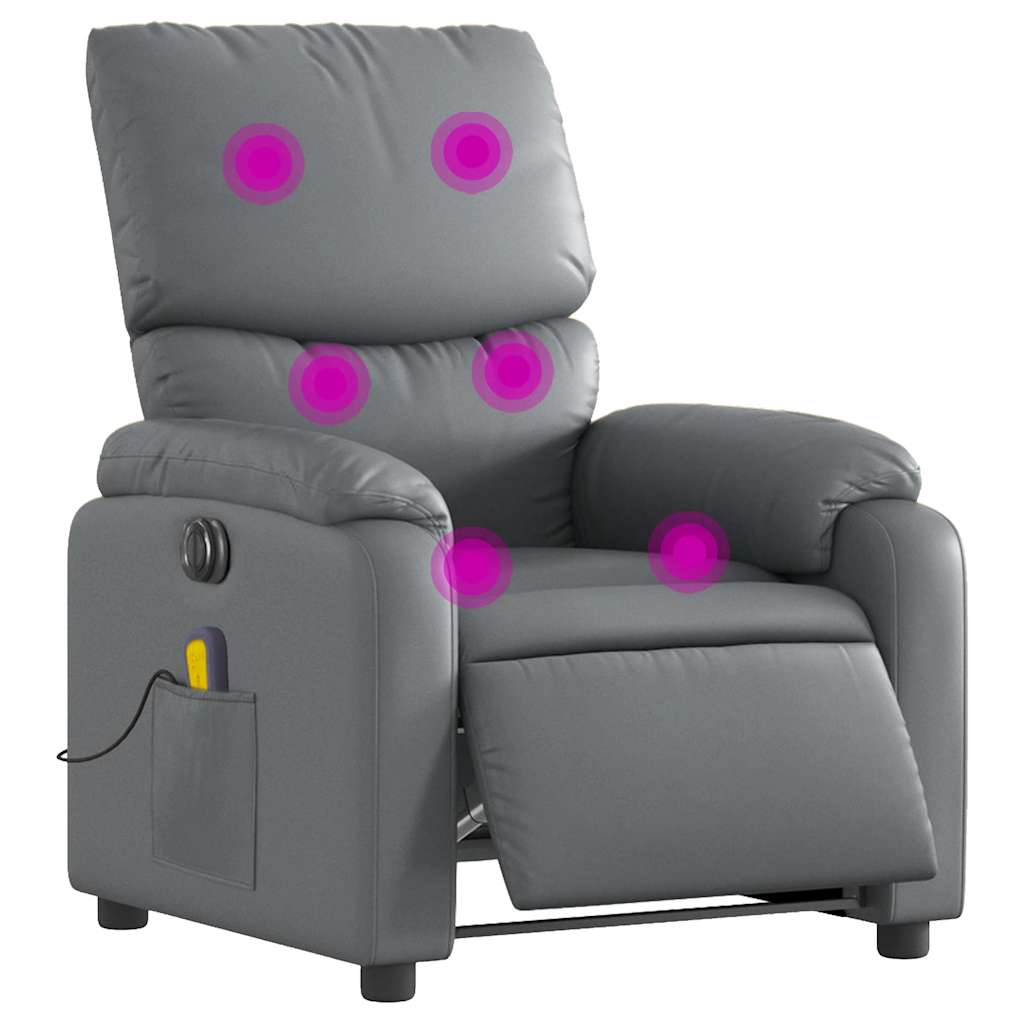 Fauteuil de massage inclinable électrique gris similicuir - XIOS