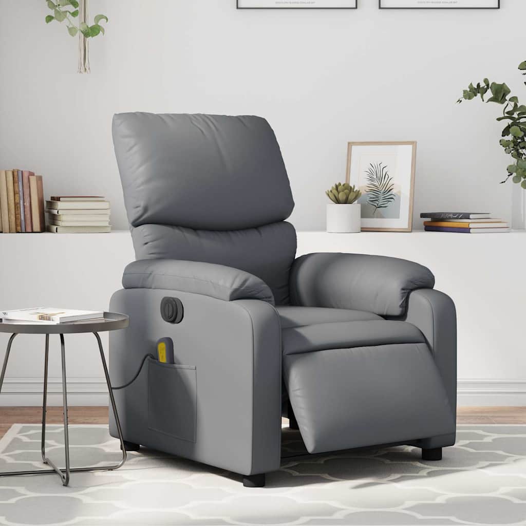 Fauteuil de massage inclinable électrique gris similicuir - XIOS